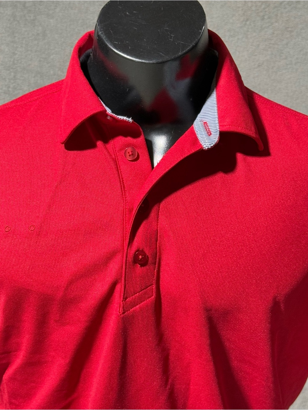 Men's Red Polo with Contrast Collar Trim